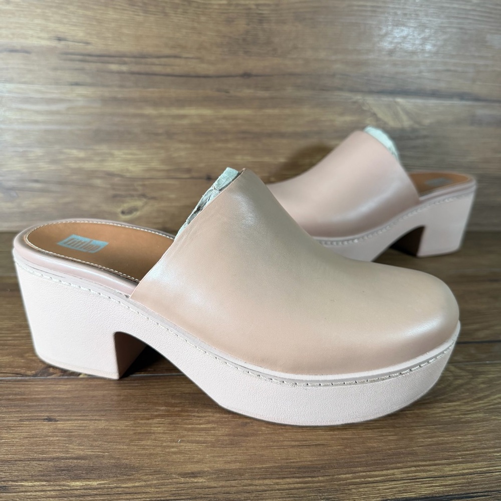 Fitflop Women's Blush Pink Leather Platform Clogs